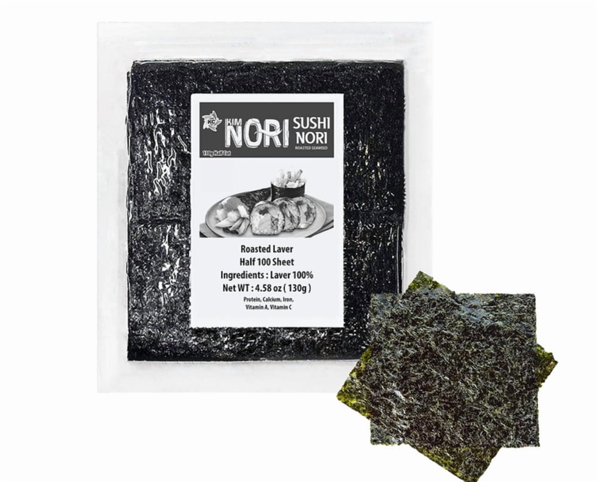 Sushi Nori - 100 Half Cut Size for Sushi, or Kimbap, Roasted
