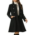 thumbnail image 4 of INSPIRE CHIC Women' Winter Overcoat Single Breasted Button Velvet Contrast Collar Pea Coat XS Black, 4 of 5