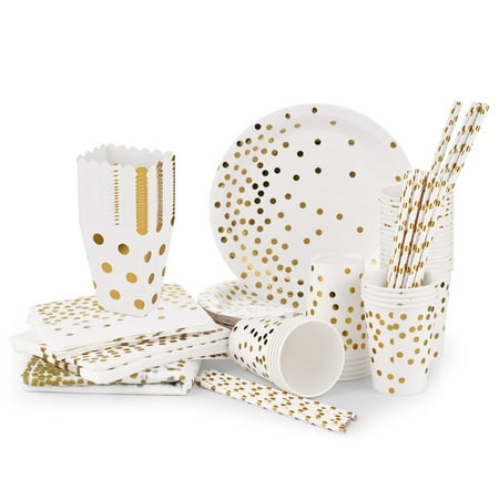 

139 Pieces Paper Dinnerware Set Paper Cups Plates Napkins Straw Table Cover Paper Popcorn Boxes Birthday Wedding Party Supplies