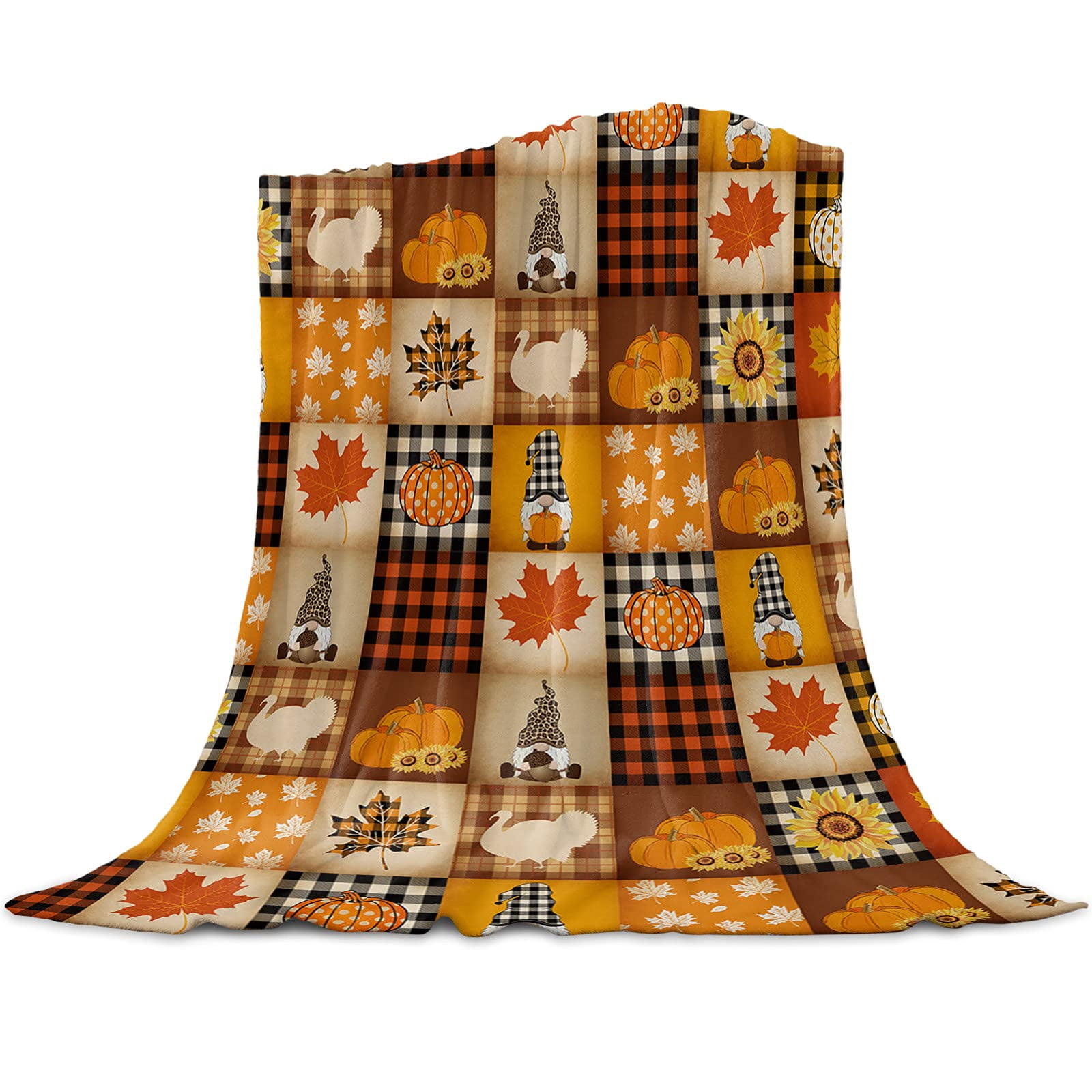 Thanksgiving Pumpkin Blanket Super Soft Flannel Throw Blankets Pumpkin