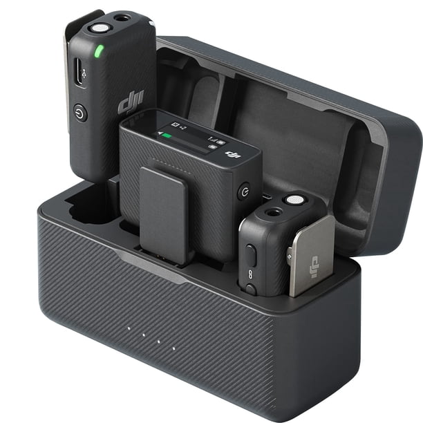 Micrófono DJI reacondicionado (2 TX + 1 RX + estuche de carga), cancelación de ruido, micrófono Lava