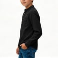 thumbnail image 5 of biudgviw Boys Henley Long Sleeve Shirts Child Cotton Linen T-Shirt Spring Fall Casual Front Button Tee Tops with Pocket(Black,7-8 Years), 5 of 6