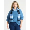 thumbnail image 3 of Time and Tru Women's Plus Ribbed Sweater and Stripe Scarf Set, 2 Piece, Sizes 1X-4X, 3 of 8