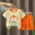 thumbnail image 2 of TOWED22 Newborn Baby Boy Outfits 2pcs Cotton Short Sleeve Top Tee Cute Seal Print Casual Cargo Shorts Clothes(Orange,5-6 Y), 2 of 4