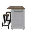 Kelsey Kitchen Island with 2 Stools and Drawers, Gray