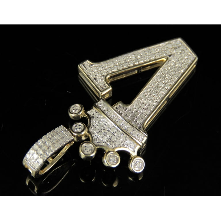 10K Yellow White Gold Diamond Custom 3D Initial V Letter Pendant 1.5 ct 1.5 inch, Adult Unisex, Size: One size, Beige