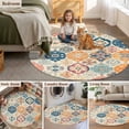 thumbnail image 5 of Boho Morocco Round Area Rug 7 FT,Non Slip Living Room Area Carpet,Retro Farmhouse Ethnic Neutral Aesthetic Washable Soft Circular Rug Non-Shedding Floor Carpet for Bedside Office Play Room Classroom, 5 of 9