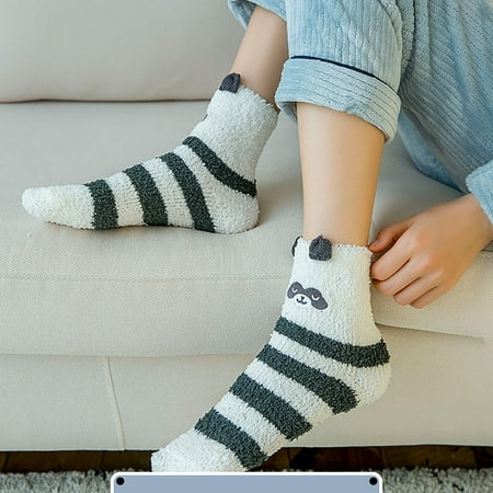 

Raeneomay Socks for Women Deals Clearance Winter Coral Socks Middle Tube Cute Home Stocking