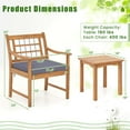 thumbnail image 3 of Costway 3 PCS Acacia Wood Patio Bistro Set Outdoor Chairs with Coffee Table for Porch Gray, 3 of 10