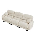 thumbnail image 6 of NEW Pleated Design Cozy Chenille Fabric 3 Seater Modular Sofa with High-Density Ergonomic Foam Seat, Curved Round Armrests and 2 Round Throw Pillows,Beige, 6 of 8