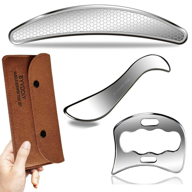 Juego de herramientas de masaje BYYDDIY 3 en 1 de acero inoxidable para cuerpo