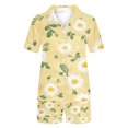 thumbnail image 4 of SwiftWear Womens Button Down Pajama Sets Turndown Collar Short Sleeve Blouse Short Pants Trendy Daisy Pajamas Lounge Set, Yellow XL, 4 of 4