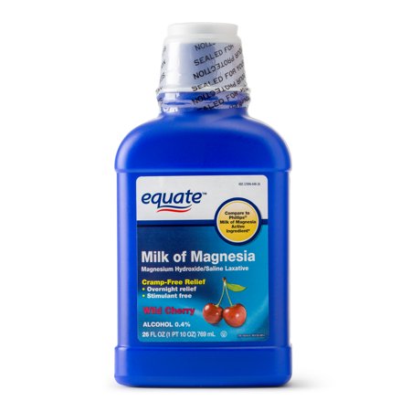 - Equate Milk of Magnesia Saline Laxative, Wild Cherry Flavor, 1200 mg, 26 fl oz