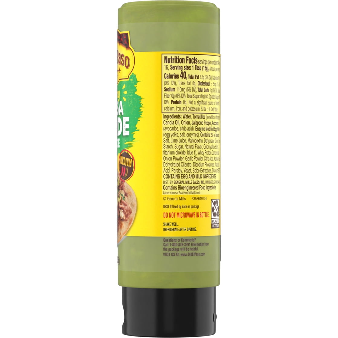 Old El Paso Creamy Salsa Verde Taco Sauce, Mild, 9 oz, Contains Milk