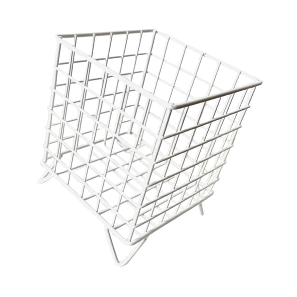 Organizador de escritorio Cesta de almacenamiento de hierro Caja de almacenamiento de papelería compacta y conveniente Blanco