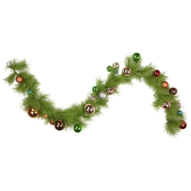 Northlight 6' x 9" Ornement Multicolore et Longue Guirlande de Noël Artificielle de Pin à Aiguille, Non Éclairée