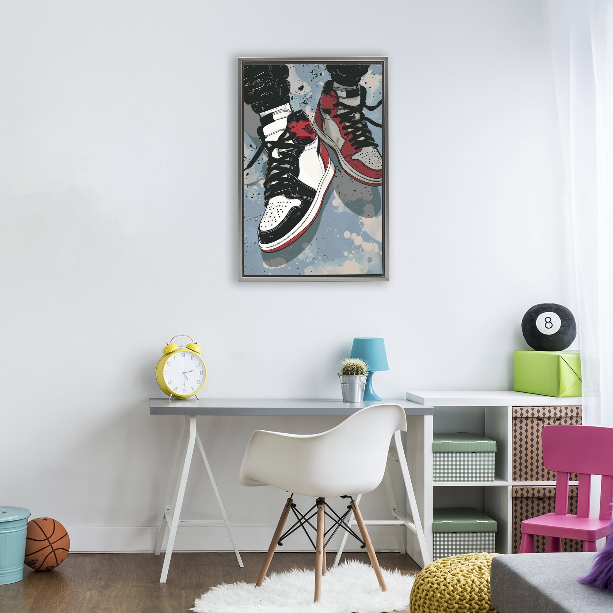 Stupell Industries Casual Streetwear Sneakers Gray Framed Floater Canvas Wall Art, design by Ray Powers