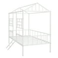 thumbnail image 2 of Bellemave Twin House Bed with Rails, Metal Cabin Bed Frame with Ladder, Playhouse Bed for Teens (Twin Size, White), 2 of 9