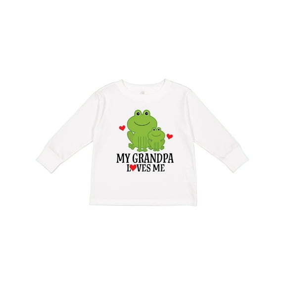 Inktastic Grandpa Loves Me Frog Boys or Girls Long Sleeve Toddler T-Shirt