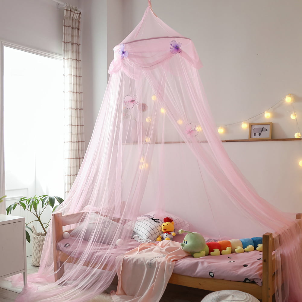 Lovely Cute Girly Heart Nursery Bed Decor Chiffon Crative Baby Bed Canopy Ball 