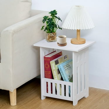 White Modern Bedside Table Bedroom Nightstand End Table Plant Stand Holder Storage Rack Organizer