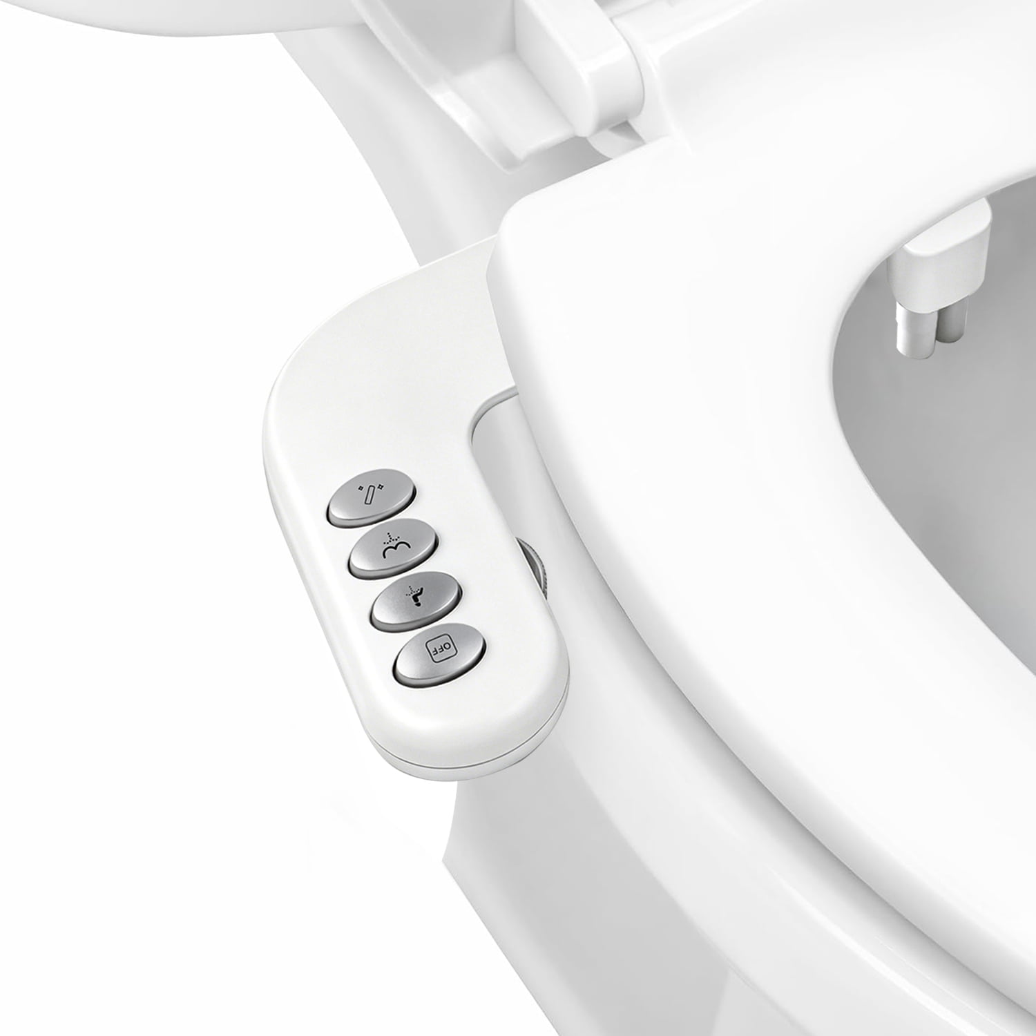 ROSYNEY Bidet Attachment for Toilet, Non-Electric Fresh Water Bidet with Dual Nozzle (Rear & Feminine Wash), Detachable Design, Nozzle Self-Cleaning, Adjustable Water Pressure, White