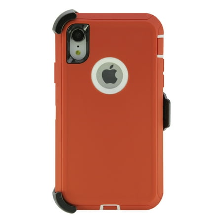 Garnet Red Case - WallSkiN Turtle Series Cases for iPhone XR (Only) Tough Protection with Kickstand & Holster - Belt Clip Works with Otterbox Defender Series Cases - Garnet (Red/White)