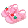 thumbnail image 4 of Cathalem Girls Talons Bas Sandals Bas Talon Robe Pompe Cheville T Sangle Fleur Chaussure, Rose 33, 4 of 5