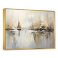 thumbnail image 2 of Designart "Striking Beige And Gold Skyline By The Coast I" Port Landscape Floater Framed Canvas Wall Art, 2 of 5