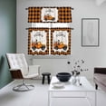 thumbnail image 4 of Halloween Kitchen Curtains Sets for Windows 36 Inch Length, Orange Black Plaid Truck Gnomes Pumpkins Rod Pocket Window Treatments Tier Curtains and Valances Set for Bedroom/Bathroom, 4 of 8