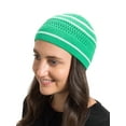 thumbnail image 2 of Striped Beanie Kufi Caps Featuring Cool Designs and Patterns for Men & Women's, Green w/White Stripes, 2 of 5