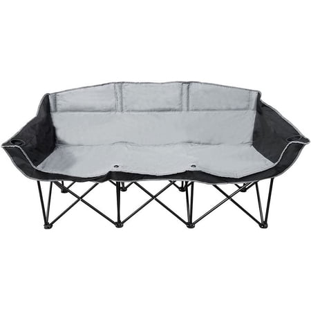 GoTEAM! 3 Seat Portable Folding Bench/Couch - Black/Gray