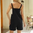thumbnail image 4 of Birdeem Woman Spring Summerl Solid Color Pocket Button Leisure Suspenders Pants Cotton and Linen Shorts Jumpsuit, 4 of 7