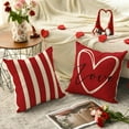 thumbnail image 4 of Be My Valentine Love Stripes Throw Pillow Covers, 18 x 18 Inch Hello Valentine Wedding Cushion Case Decoration for Sofa Couch Set of 4, 4 of 6