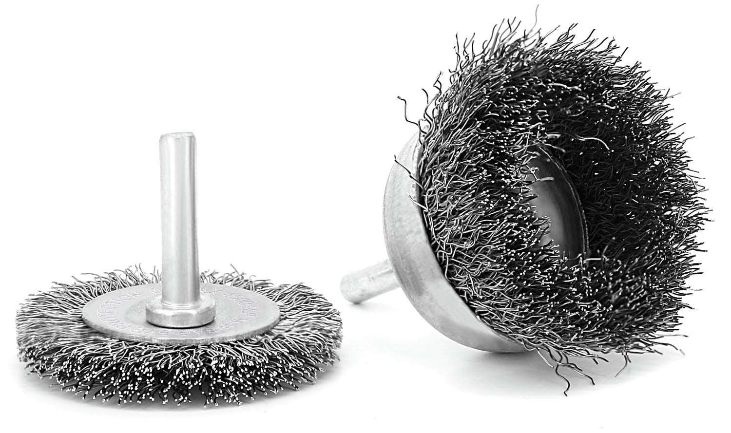 3pcs /10pcs Wire Brush Wheel Cup Brush Set, Wire Brush For Drill 1/4 Inch  Hex Shank 0.012 Inch Coarse Carbon Steel Crimped Wire Wheel For Cleaning Rus