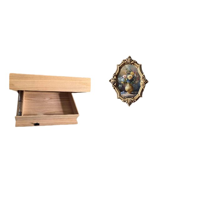 Estante Flotante De Pared Con Cajón Y Compartimento, Marco De Fotos De Resina Vintage, Diseño Artístico Para El Hogar, La Oficina, El Dormitorio, La Galería, La Decoración Y El