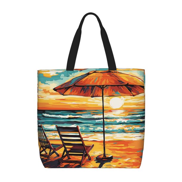 Easygdp Beach Umbrella Sunset Bolsa Tote para Mujer, Bolso de Hombro para Trabajo, Playa, Viajes, Compras y Supermercado