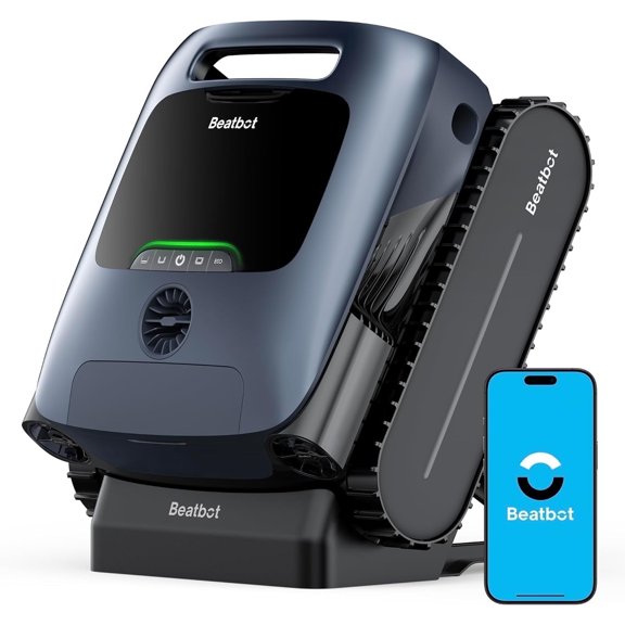 Beatbot AquaSense Pro Pool Vacuum Robot, 5-in-1 Comprehensive Cleaning, Intelligent Surface Parking, Clarifies Water, Skims Water Surface, Ideal for Inground Pool up to 3,299 Sq.ft - Navy Blue