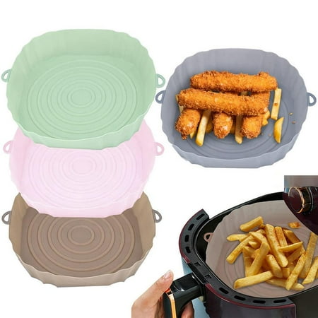 

Fovolat Silicone Air Fryer Liners|Round Basket Silicone Pot Bowl with Side Handles|Reusable Baking Tray Cooking Oven Accessories for Kitchen
