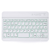 Freedo Ultra Slim Backlit Wireless Bluetooth Keyboard, Universal Portable 7-Colors Backlit Rechargeable Keyboard for iOS Android Windows Tablets Phones WHITE 10 INCH