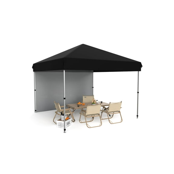 TROPOW 10x10 Pop Up Canopy Tent Outdoor Canopy with Removable Sidewalls Heavy Duty Commercial Instant Tent Shelter (Black, 1-Sidewall)
