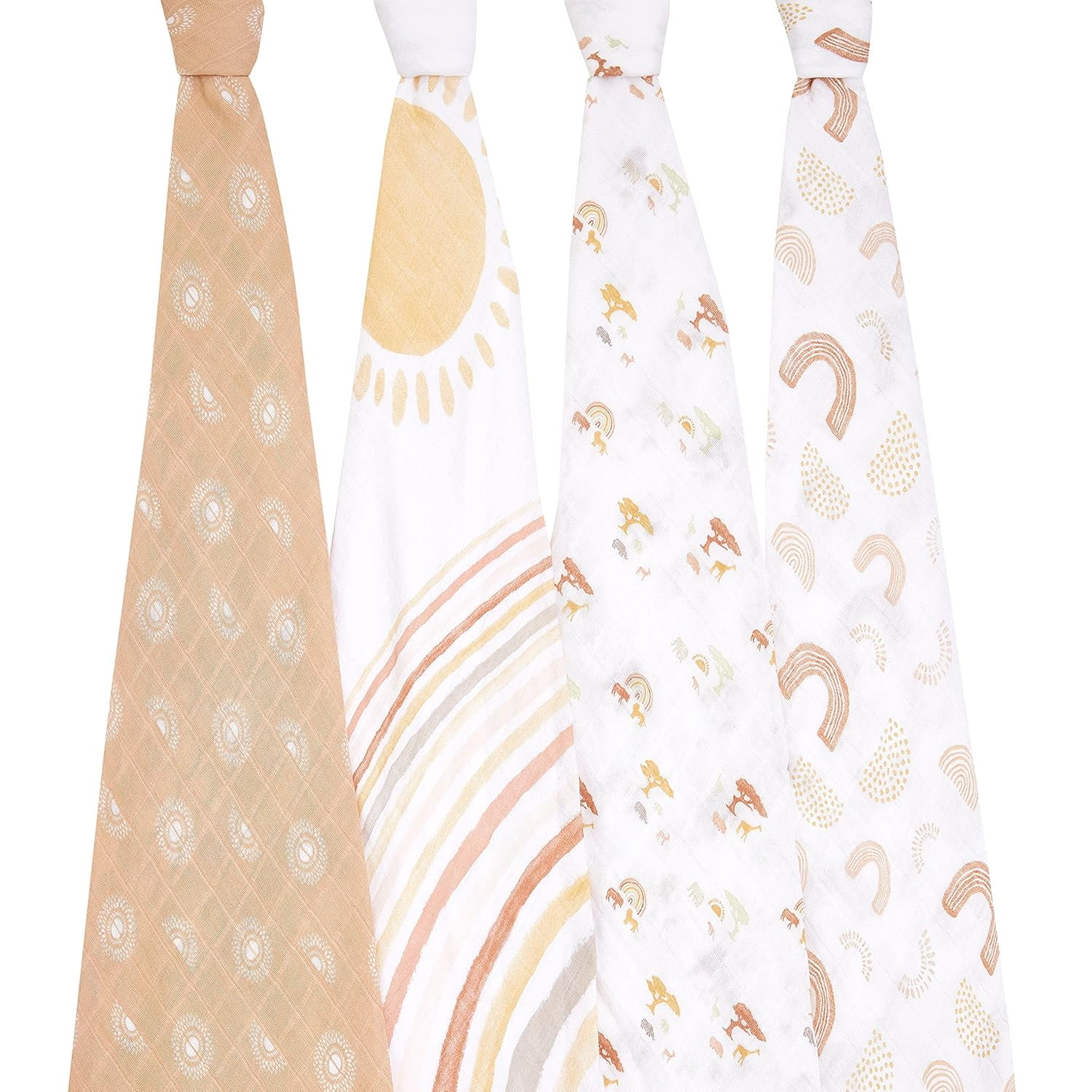 Aden + Anais Essentials 100% Muslin Cotton Swaddle Blanket, Unisex, 4 Pack, Keep Rising