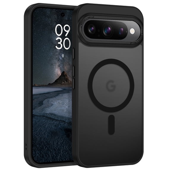 DOMAVER Google Pixel 10 Case / Google Pixel 10 Pro Case 6.3", Magnetic MagSafe Compatible, Slim Shockproof Protective Cover, Translucent Matte, Black
