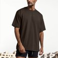 thumbnail image 3 of BOBOGOJP T-Shirt Homme Coupe Régulière Col Rond Manches Courtes Ajusté (Marron,TTG), 3 of 4