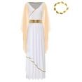 thumbnail image 3 of YiZYiF Womens Greek Goddness Costume Ancient Greece Queen Gold Trim Toga Dress for Halloween Cosplay Champagne-A XL, 3 of 7