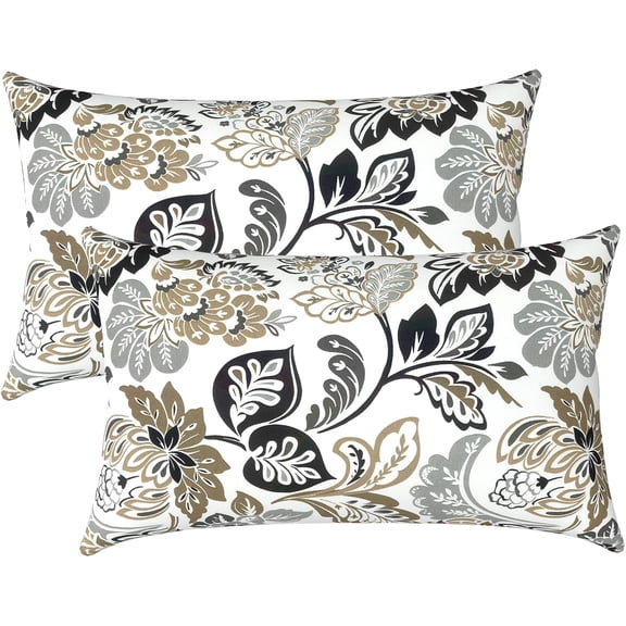 Outdoor Lumbar Pillow Covers Only Set of 2 Patio Decorative Pillow Cases, Water Repellent Lumbar Cushion Cases for Sofa, Patio Couch Garden Use, 12x20 Inch, Dailey Tan