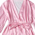 thumbnail image 6 of HNMKIU Women's Satin Pajama Set Floral Lace Trim Sleepwear Nightwear With Matching Robe Pink,L, 6 of 8