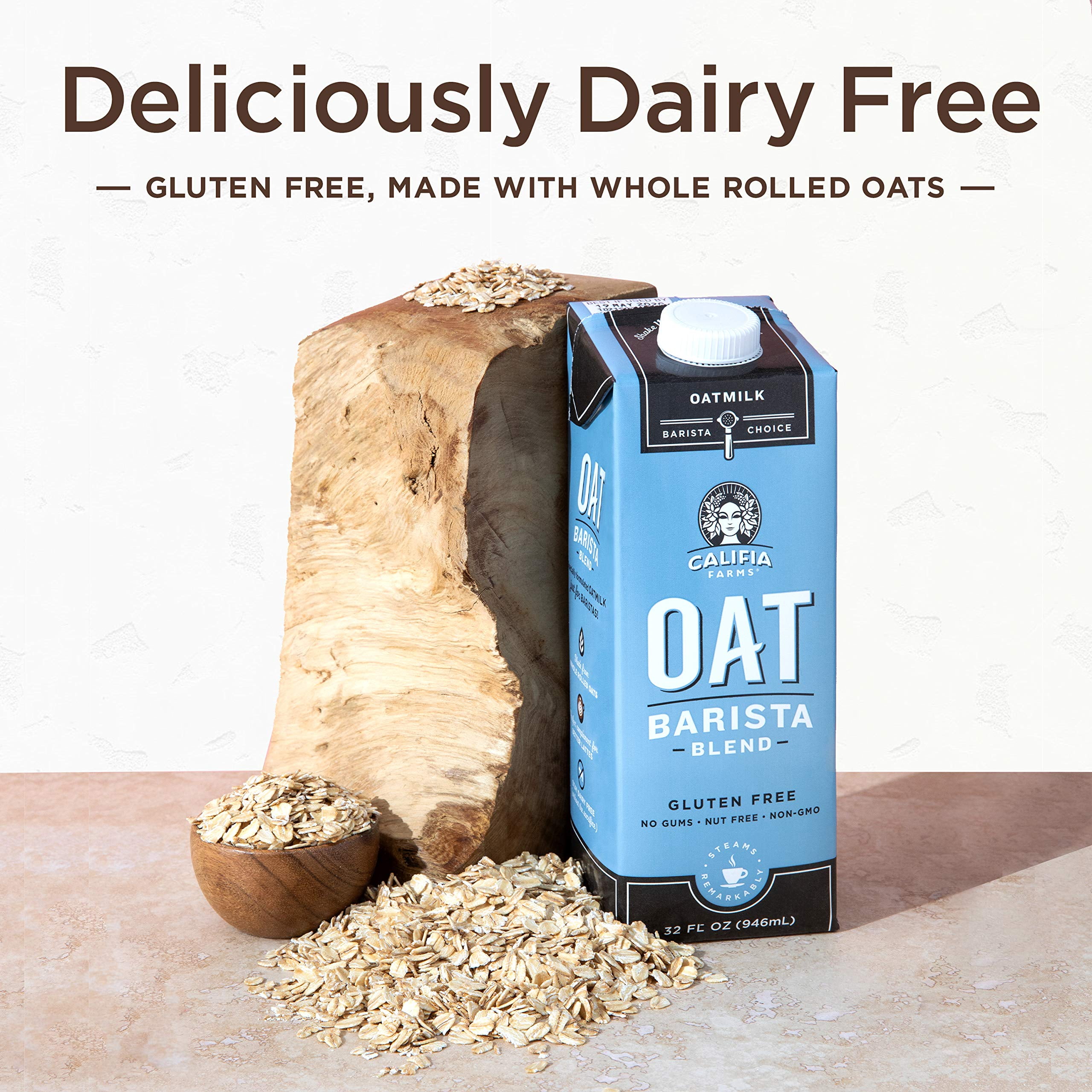 Califia Farms Oat Milk, Original Barista Blend, Shelf Stable, Non Dairy Milk, Creamer, Vegan, Plant Based, Gluten Free, Non Gmo, 32 Fl Oz (Pack Of 3)