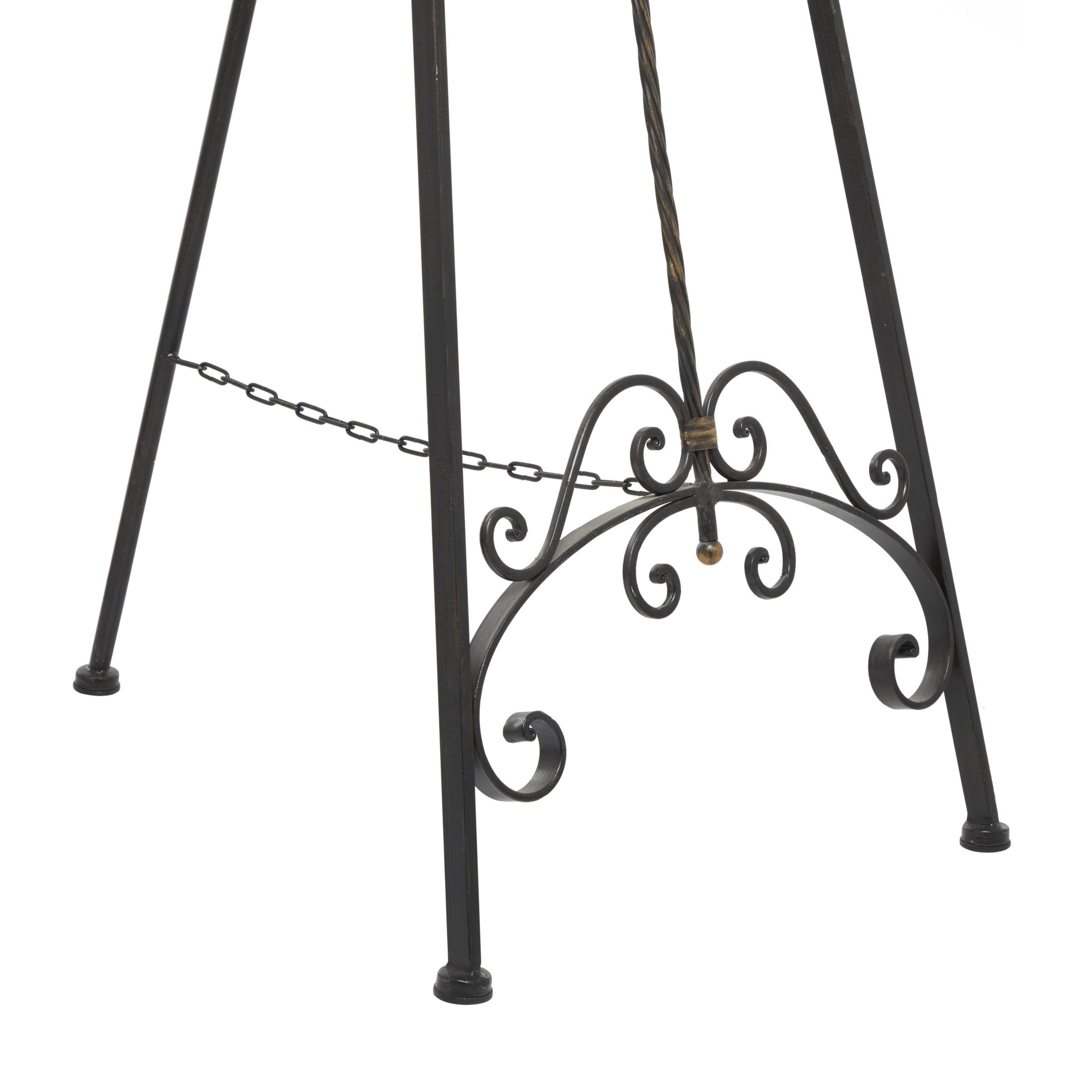 DecMode 21" x 65" Black Metal Tall Floor Scroll Easel with Gold Accents, 1-Piece