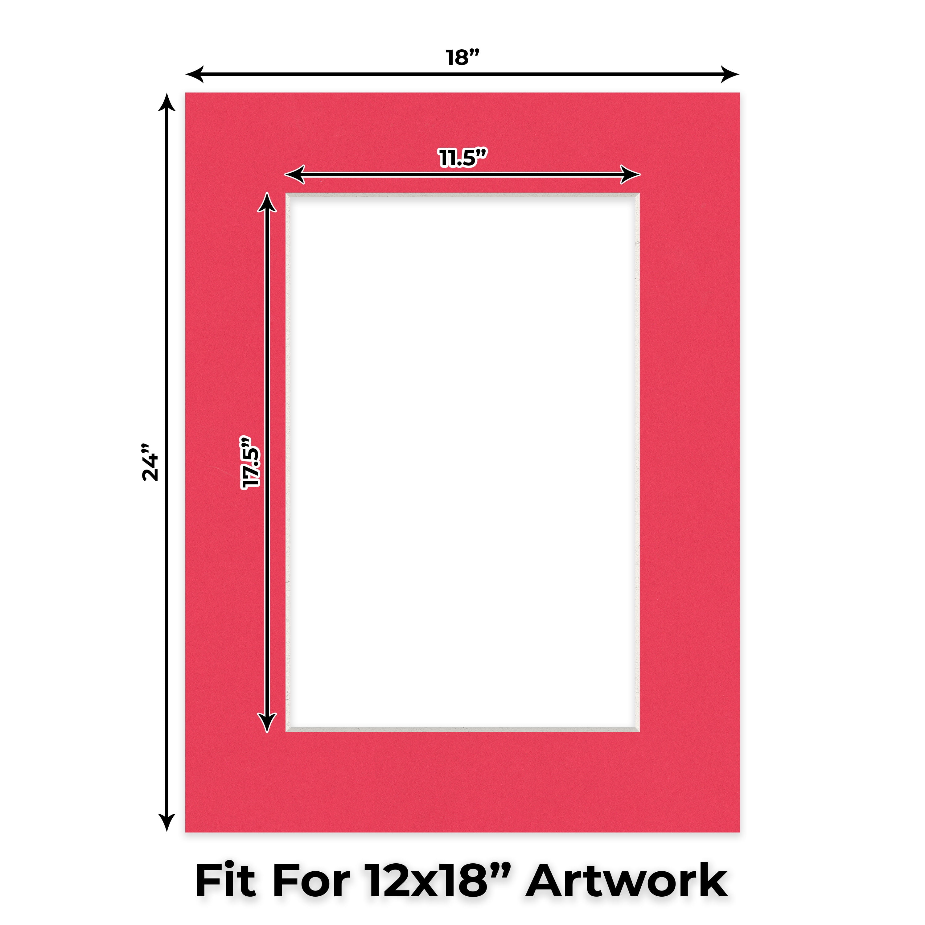 Cardinal Red Picture Frame Mat for 18x24 Frames - Fits 12x18 Photos - 1 Mat